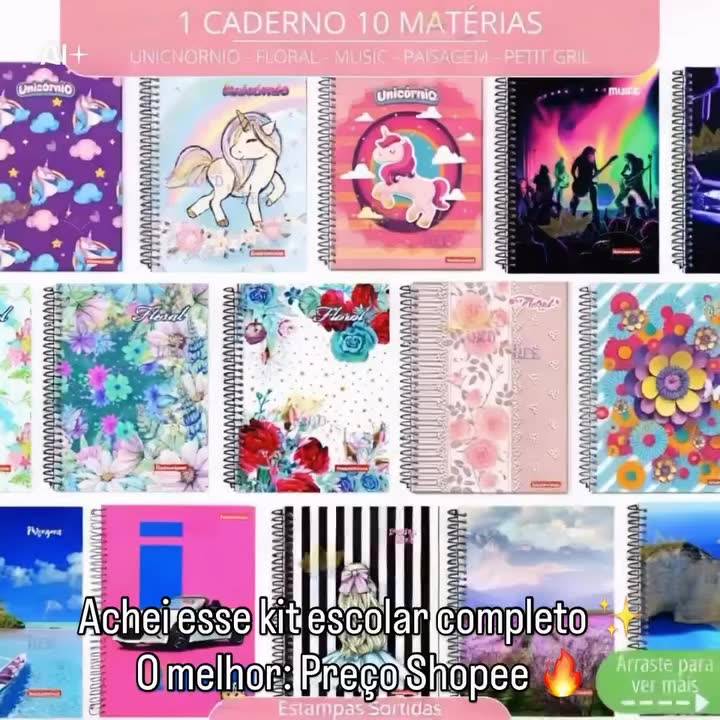 Kit Escolar Feminino Completo com Mochila Rosa e Estojo