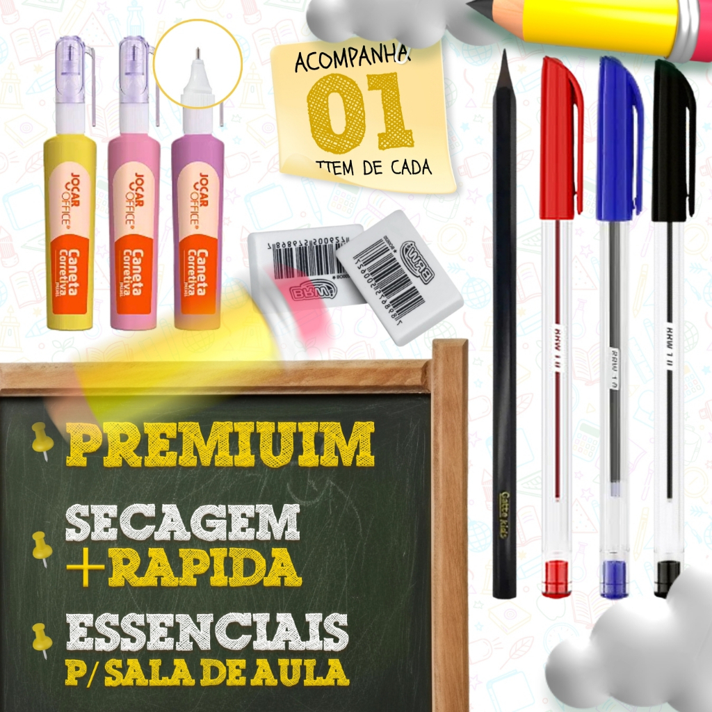 Kit Material Escolar Completo Ensino Médio Faculdade Mochila Notebook Cabo de Aço Caderno Caneta