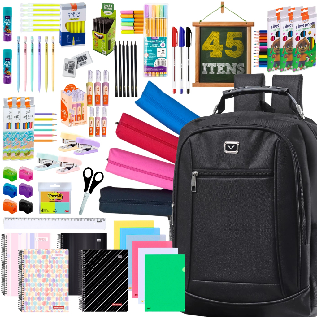 Kit Escolar Completo para Ensino Médio e Faculdade com Mochila