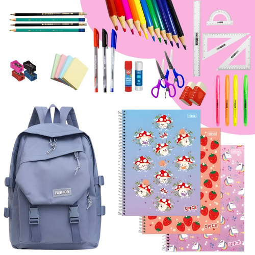 Kit Material Escolar com Mochila e caderno 2026
