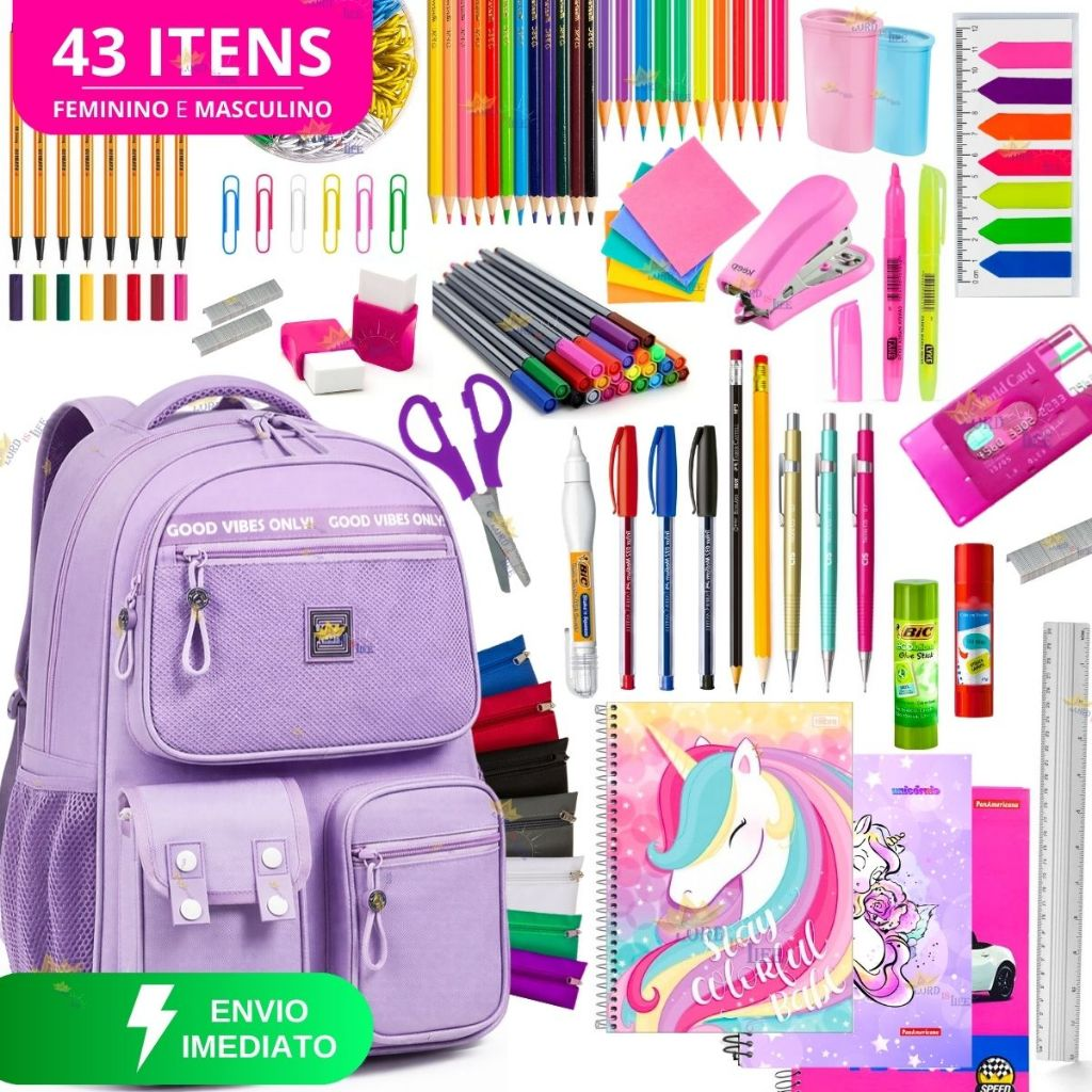 Material Escolar Completo Com Sem Estojo Escolar Feminino Mochila Escolar Feminina Volta As aulas